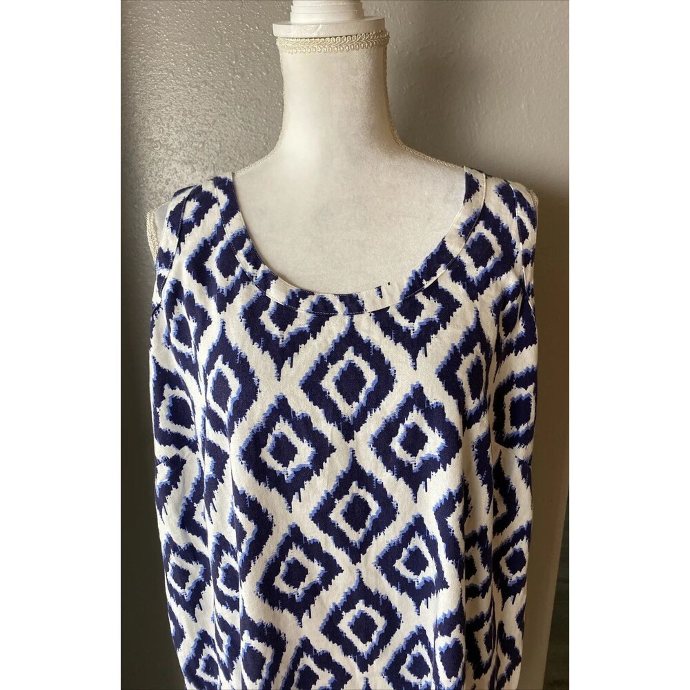 M&S Collection UK Size 18 Linen Print Size Blend Shift Dress Sleeveless